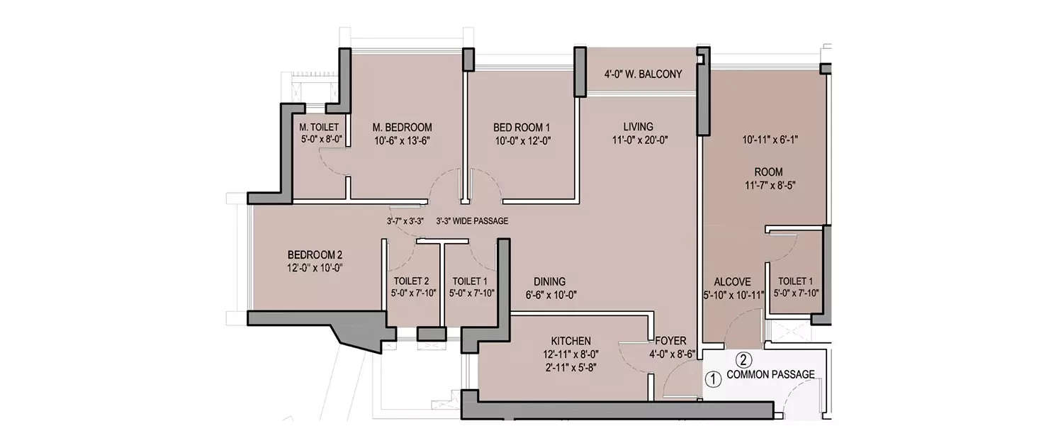 Floor plan for 4 BHK