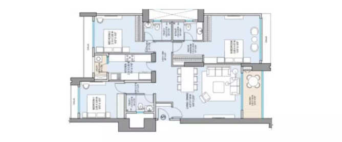 Godrej Horizon Wadala - Floor plan 3 BHK 1240 Sq.ft