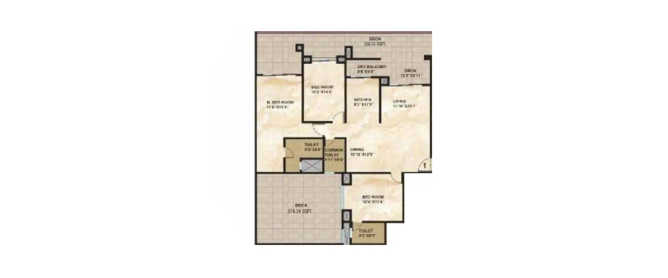 Kolte Patil 24K Glamore Undri - Floor plan 4 BHK 2255 Sq.ft