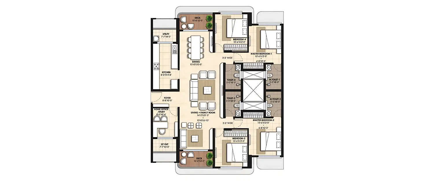 Floor plan for 3 BHK