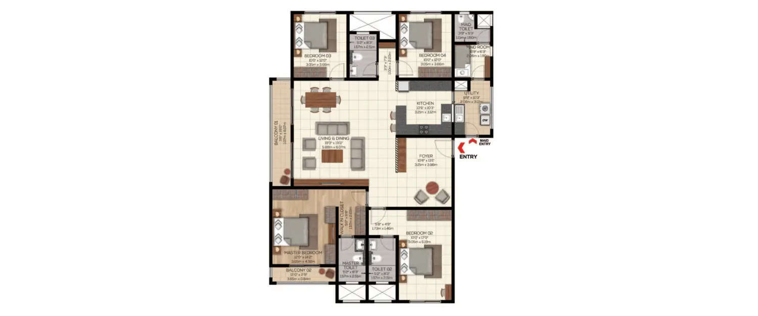 Floor plan for 4 BHK