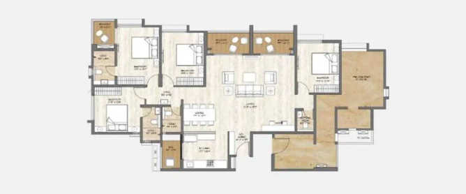 Pride Wellington Charholi Budruk - Floor plan 4 BHK 1465 Sq.ft