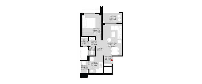 Godrej Park World Hinjewadi - Floor plan 1 BHK 588 Sq.ft