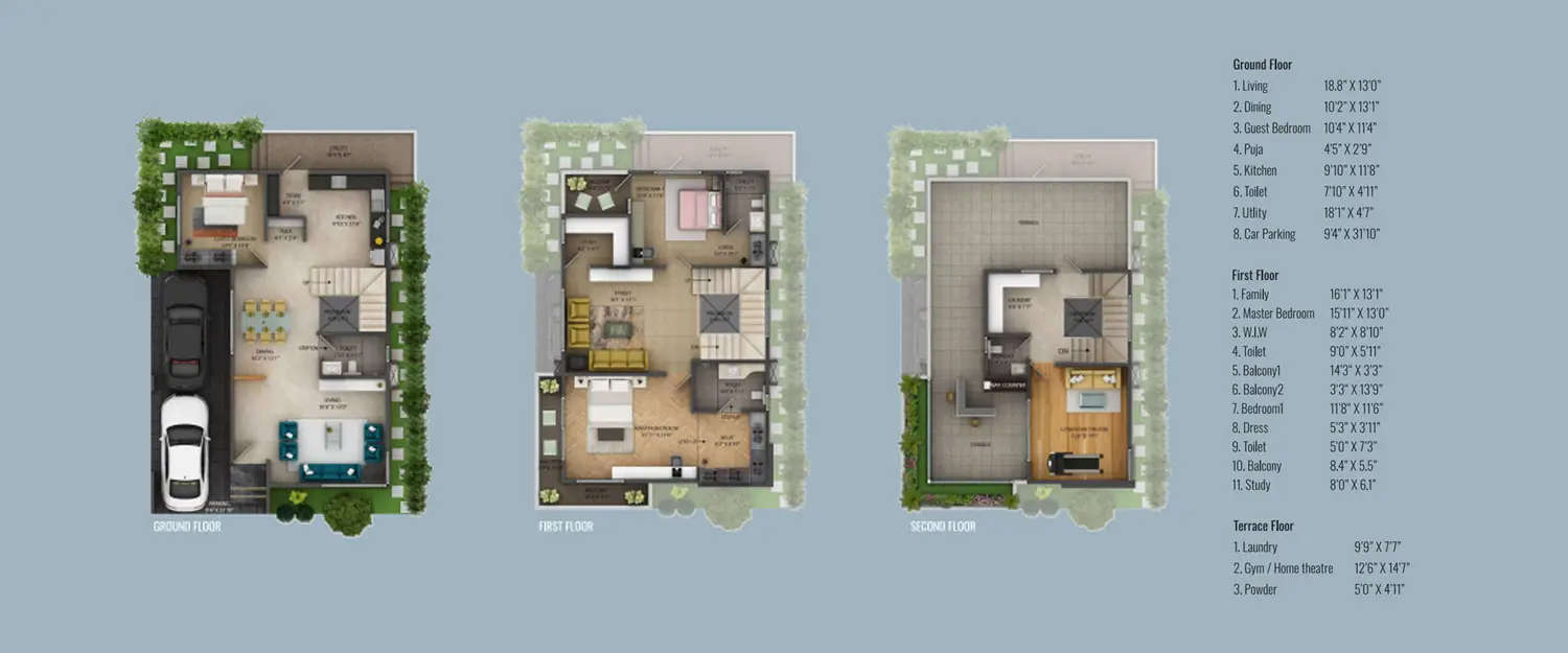 Floor plan for 4 BHK