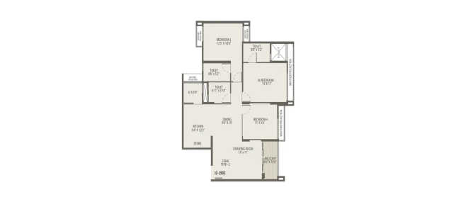 Arvind Oasis Nelamangala - Floor plan 3 BHK 1023 Sq.ft