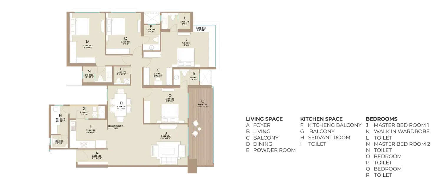 Floor plan for 4 BHK