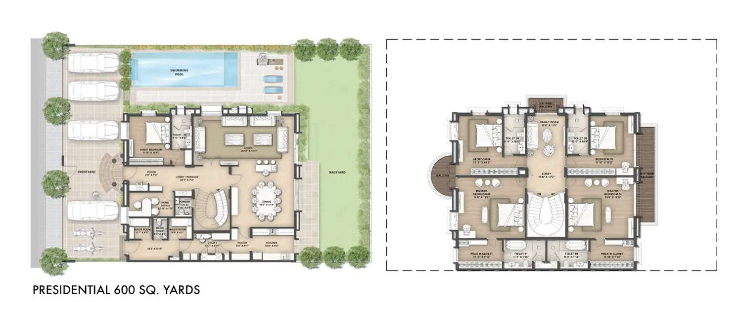 Floor plan for 5 BHK