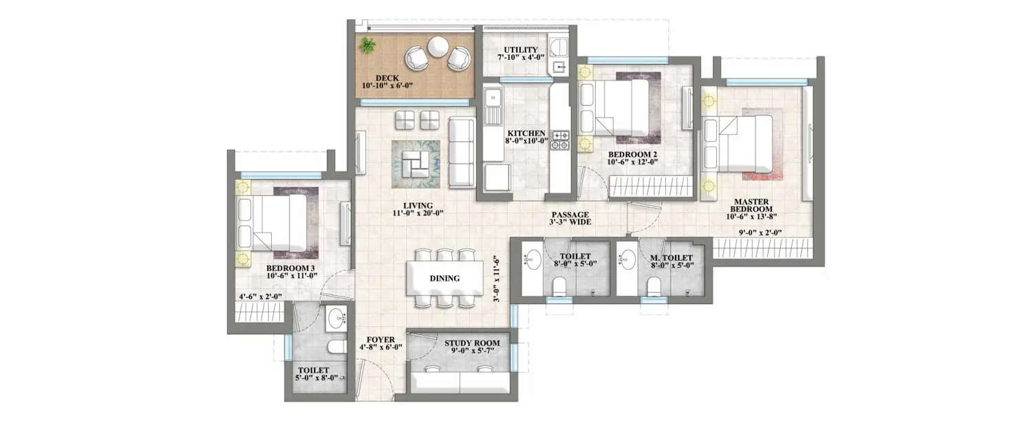 Floor plan for 3.5 BHK