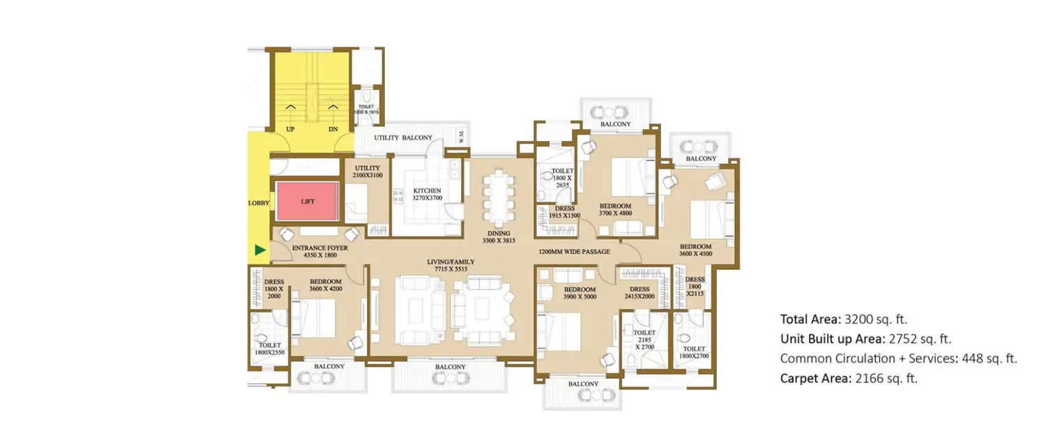 Floor plan for 4 BHK