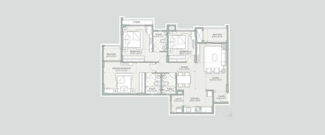 Orchid Piccadilly Chokkanahalli - Floor plan 3 BHK 1062 Sq.ft