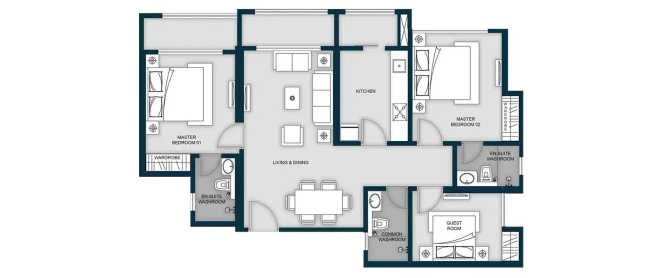 Aaradhya High Park Mira Bhayandar - Floor plan 3 BHK 793 Sq.ft