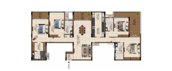 Casagrand Casamia Pallavaram - Floor plan 2 BHK 1059 Sq.ft