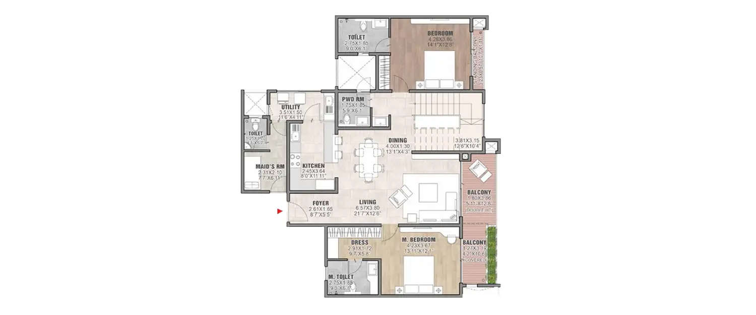 Floor plan for 5 BHK