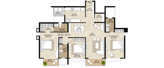 Mahindra Citadel Bastion Pimpri Chinchwad - Floor plan 3 BHK 1377 Sq.ft
