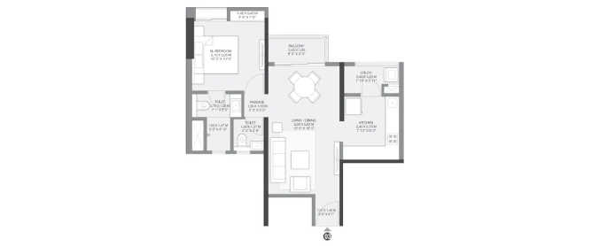 Godrej Meadows Panvel - Floor plan 1 BHK 529 Sq.ft