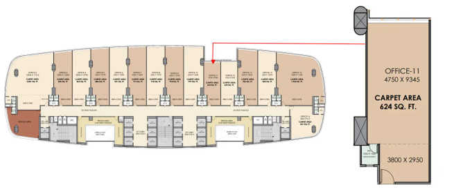 Delta Stellar Nerul - Floor plan Commercial Office 624 Sq.ft