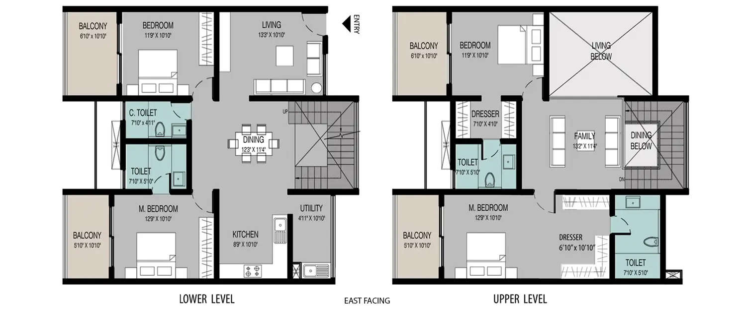 Floor plan for 4 BHK