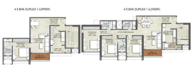 Kalpataru Elitus Mulund - Floor plan 4.5 BHK 2044 Sq.ft