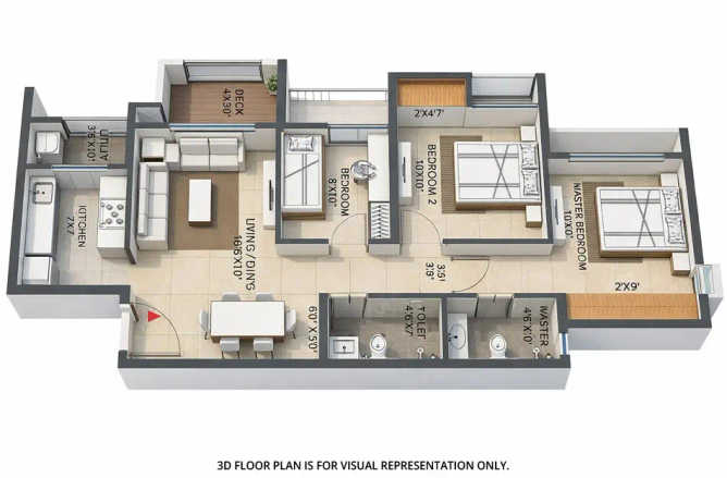 Lodha Casa Foresta Dombivali - Floor plan 3 BHK 759 Sq.ft