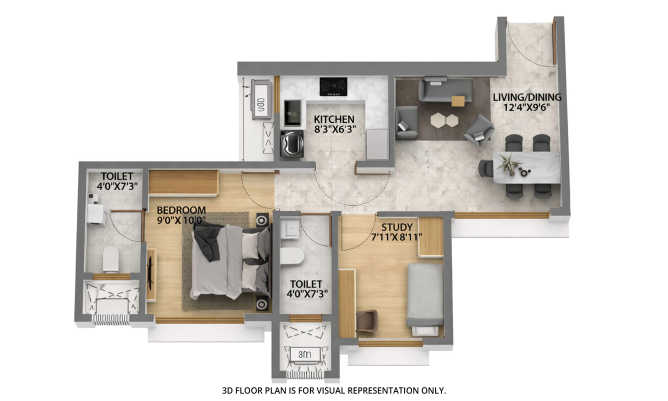 Runwal Manhattan Kanjurmarg - Floor plan 1.5 BHK 454 Sq.ft