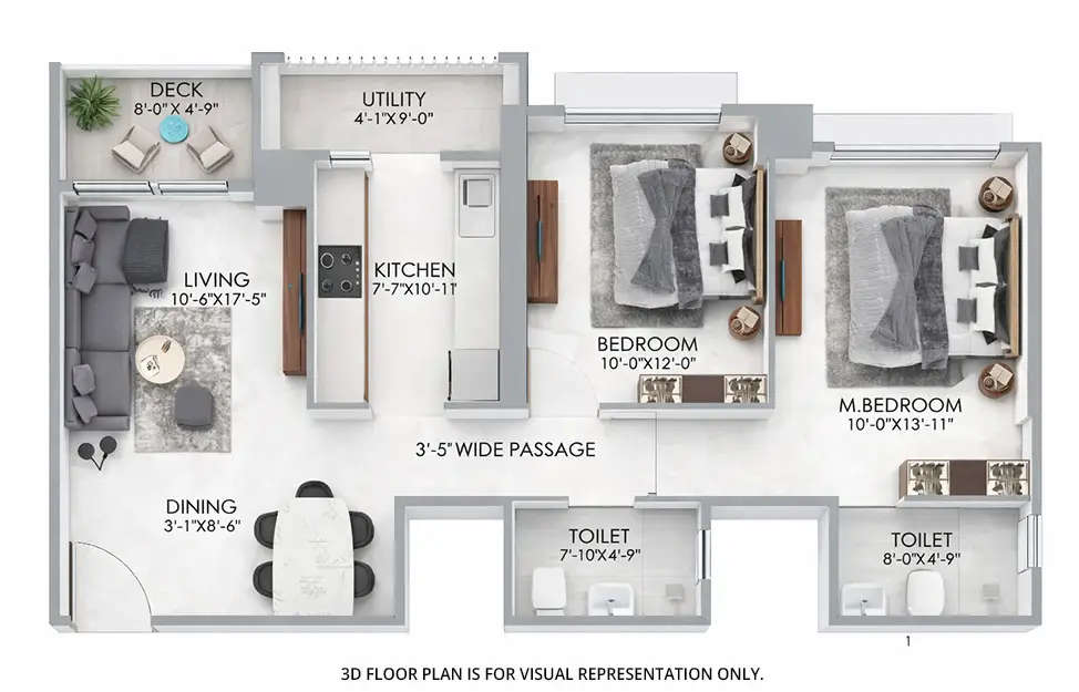 Floor plan for 2 BHK