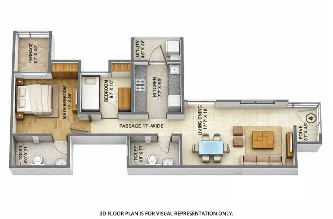 Lodha Palava Dombivali - Floor plan 1.5 BHK 649 Sq.ft