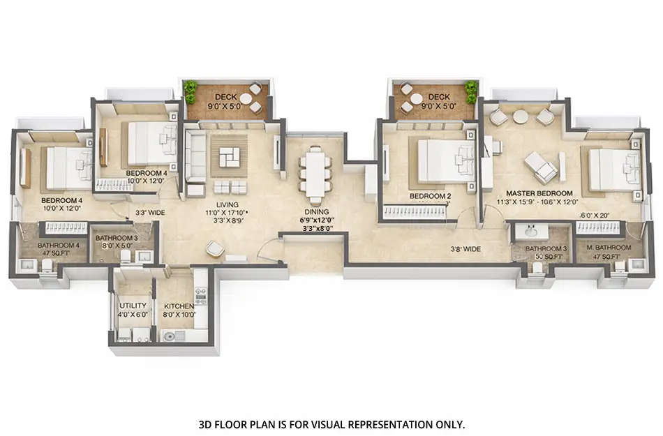 Floor plan for 4 BHK