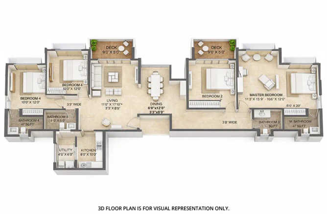 Lodha Bella Vita Mohammed Wadi - Floor plan 4 BHK 1659 Sq.ft