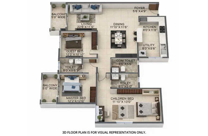 Salarpuria Sattva Anugraha Vijayanagar - Floor plan 3 BHK 1704 Sq.ft