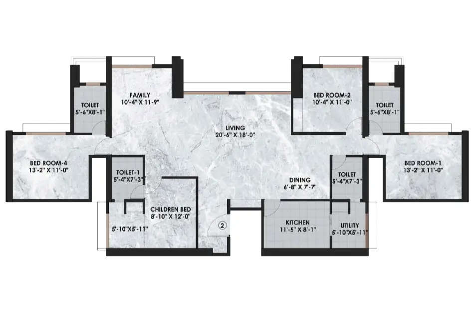 Floor plan for 4 BHK
