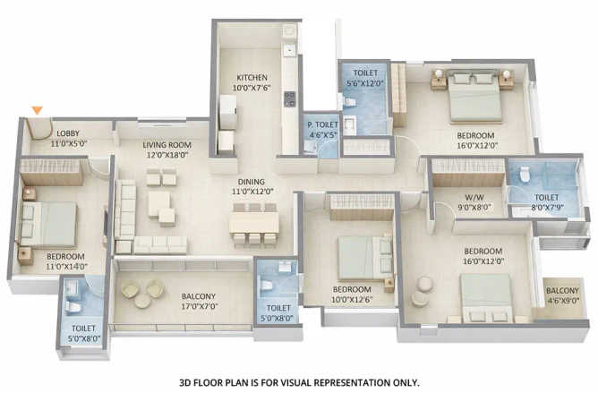 Saniket WYCE Exclucity Bavdhan - Floor plan 4 BHK 1898 Sq.ft