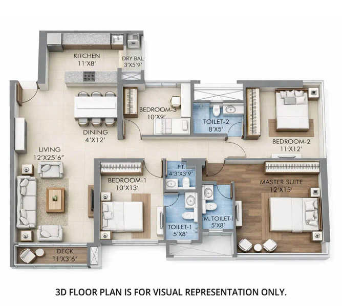 Sheth Montana Mulund - Floor plan 3.5 BHK 1338 Sq.ft