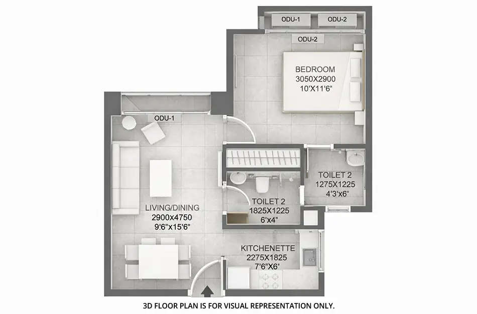 Floor plan for 1 BHK