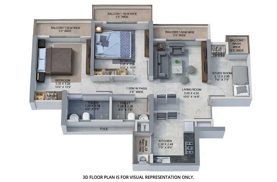 Floor plan for 2.5 BHK