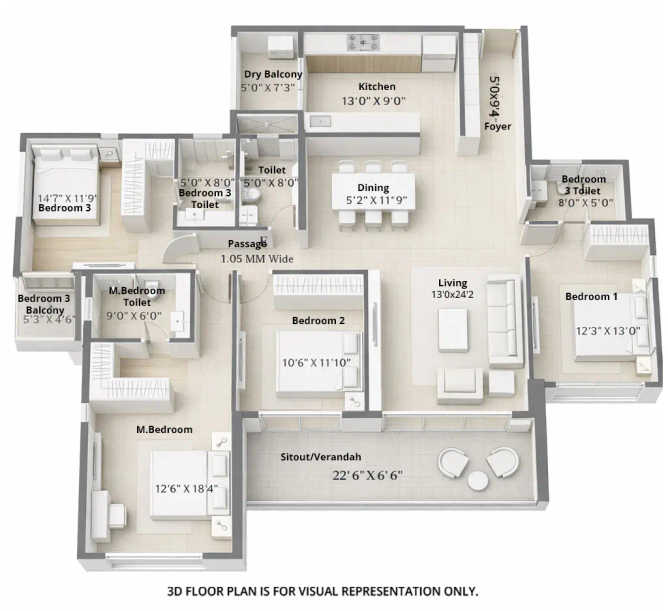 Kolte Patil 24K Altura Baner - Floor plan 4 BHK 1724 Sq.ft