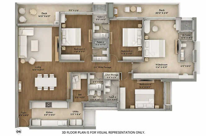 Prestige Forest Hill Mulund - Floor plan 4 BHK 2100 Sq.ft