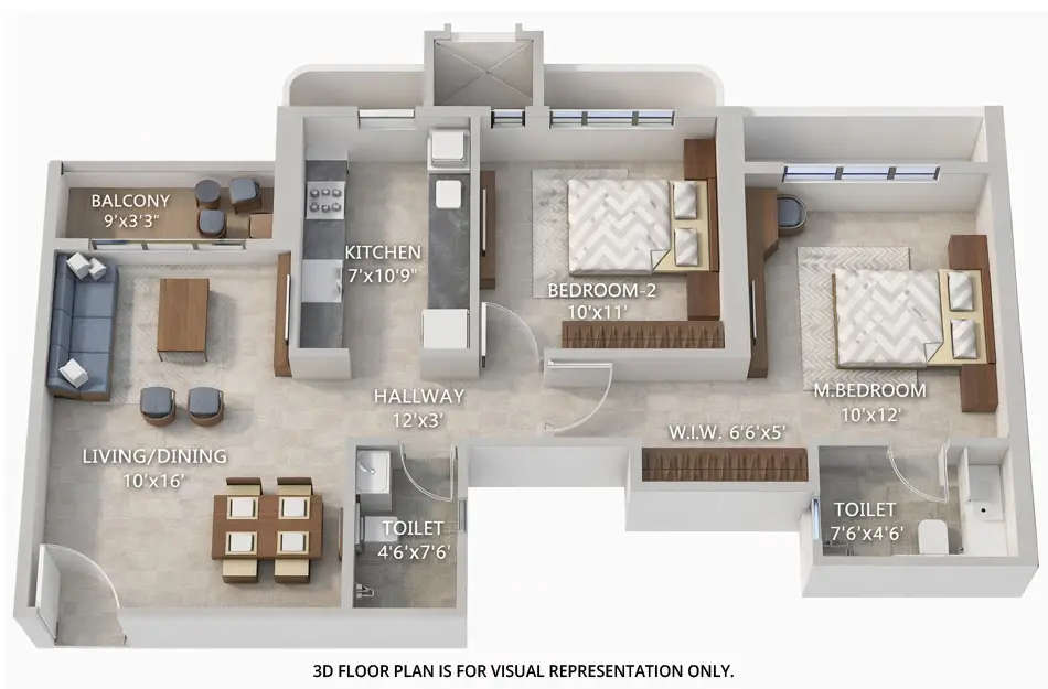 Floor plan for 2 BHK