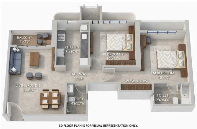 Ashar Merac Wagle Estate - Floor plan 2 BHK 686 Sq.ft