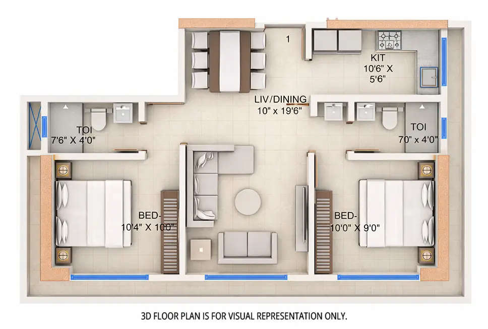 Floor plan for 2 BHK