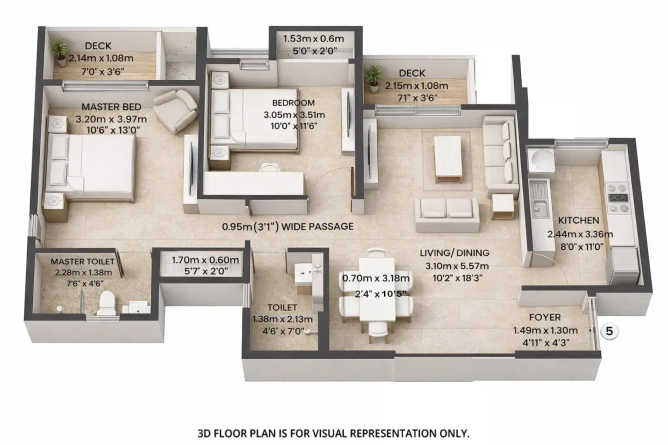 Mahindra Vista Kandivali - Floor plan 2 BHK 773 Sq.ft