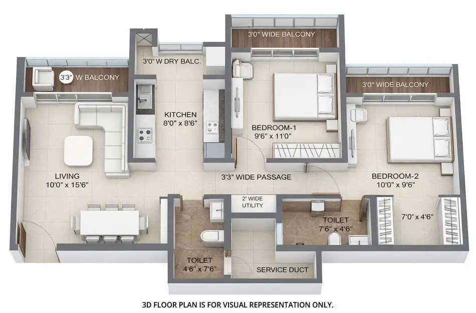 Floor plan for 2 BHK
