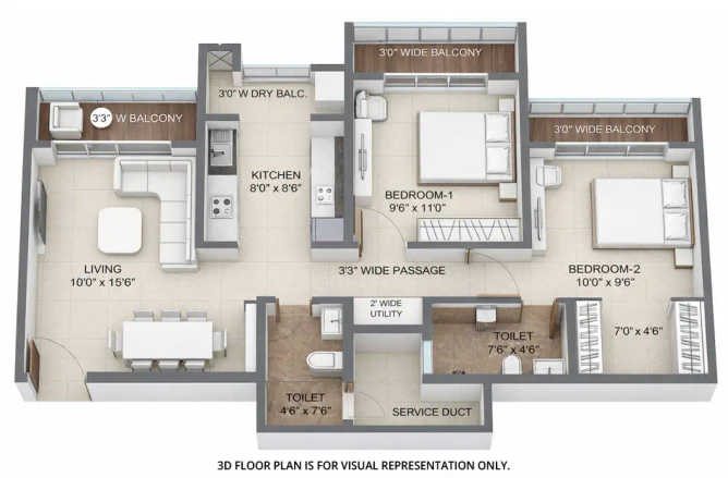 Regency Anantam NXT Dombivali - Floor plan 2 BHK 771 Sq.ft