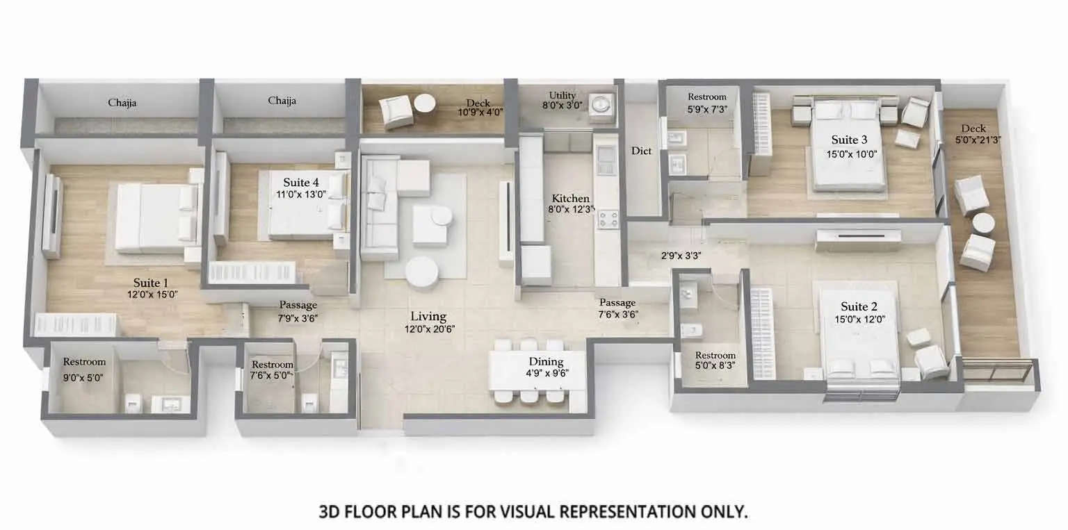 Floor plan for 4 BHK