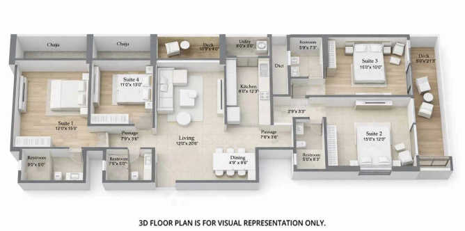 Gurukrupa The Marque Bandra - Floor plan 4 BHK 1561 Sq.ft