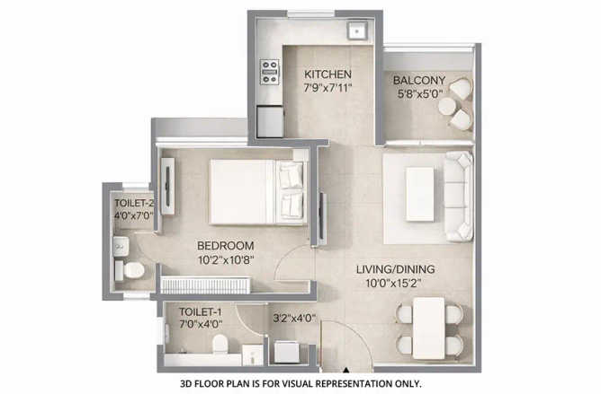 Chandak Highscape City Chembur - Floor plan 1 BHK 440 Sq.ft