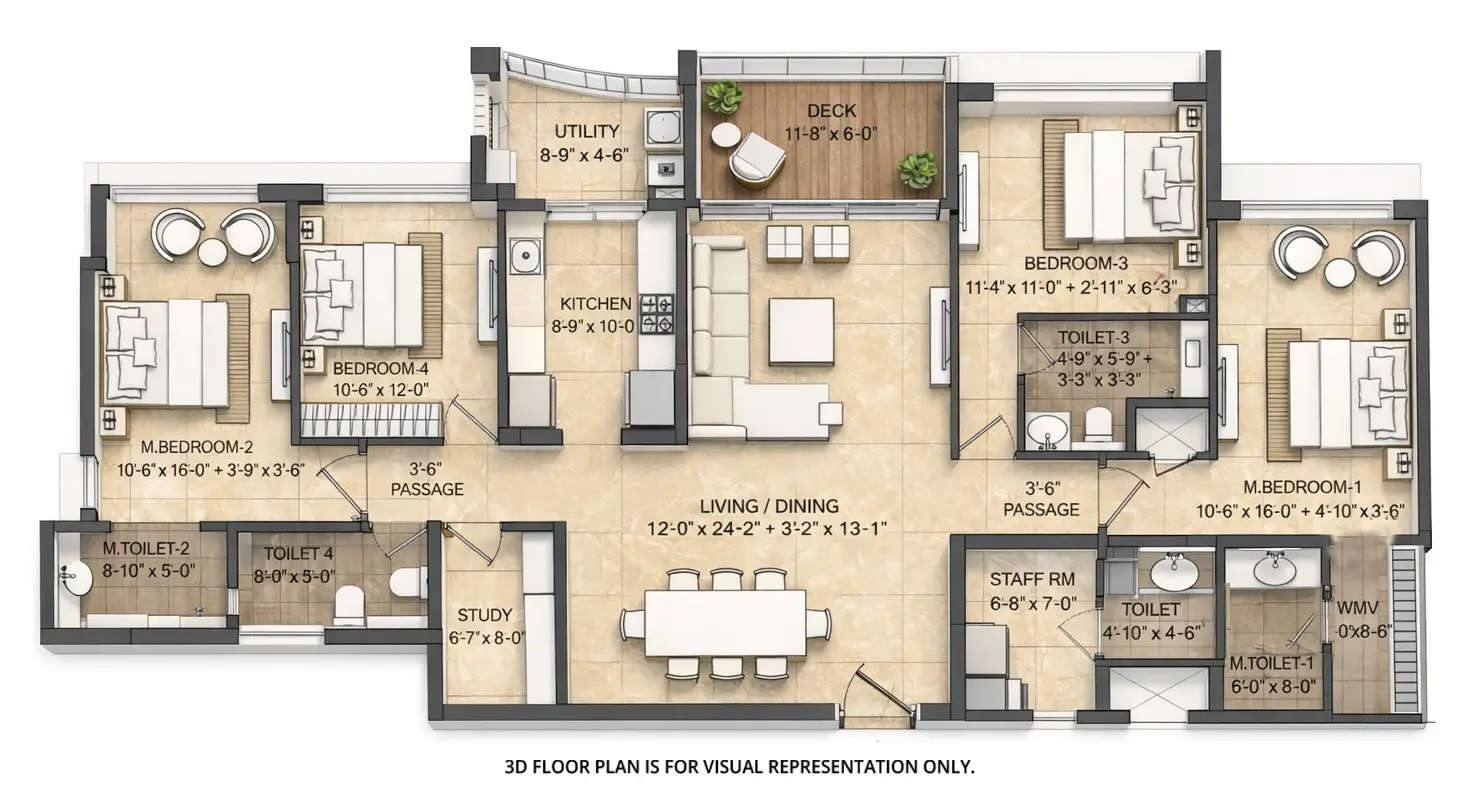 Floor plan for 4 BHK