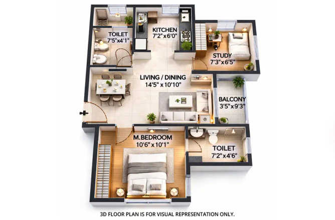 Runwal Gardens Dombivali - Floor plan 2 BHK 533 Sq.ft