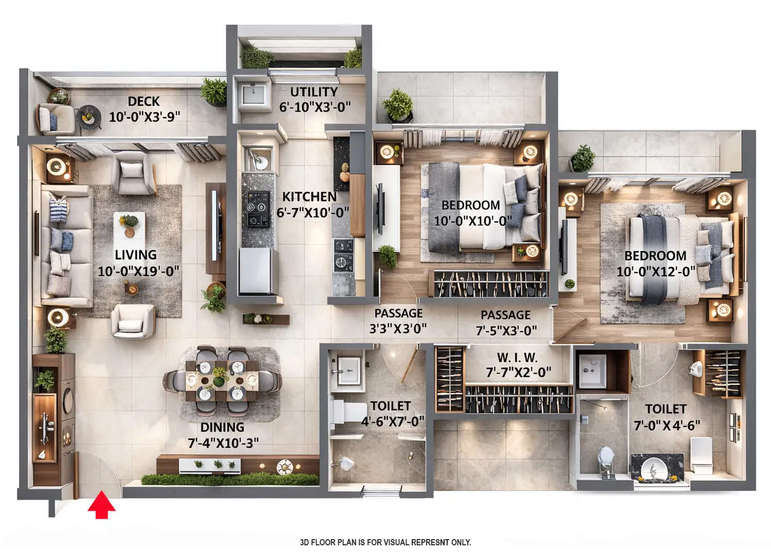 Floor plan for 2 BHK