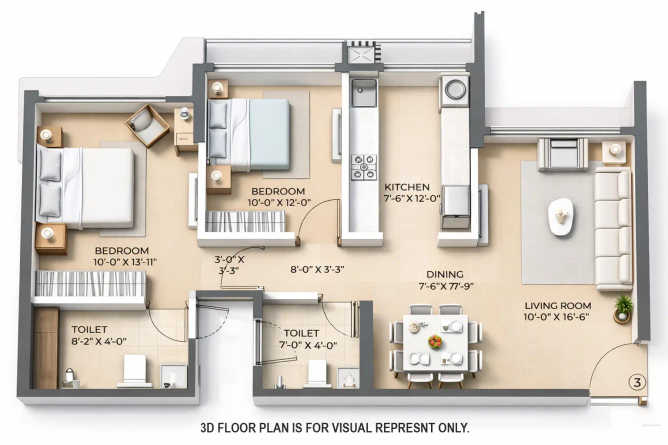 Arkade Nest Mulund - Floor plan 2 BHK 714 Sq.ft