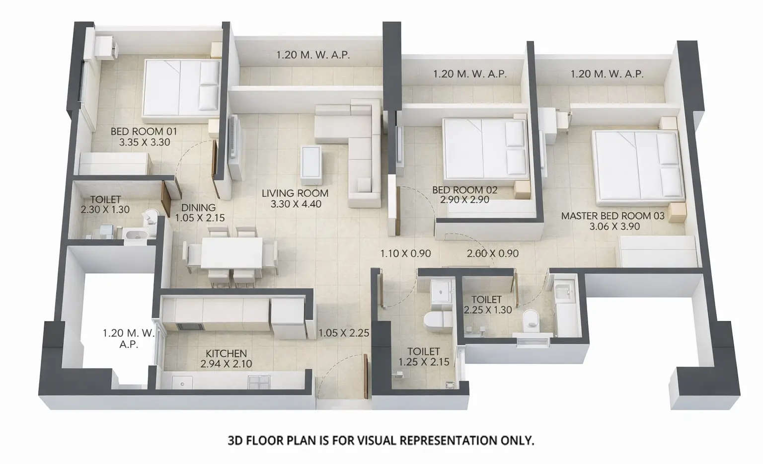 Floor plan for 2 BHK
